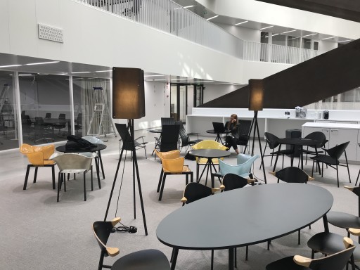 Finom lights have been placed at two locations inside the new Väre building